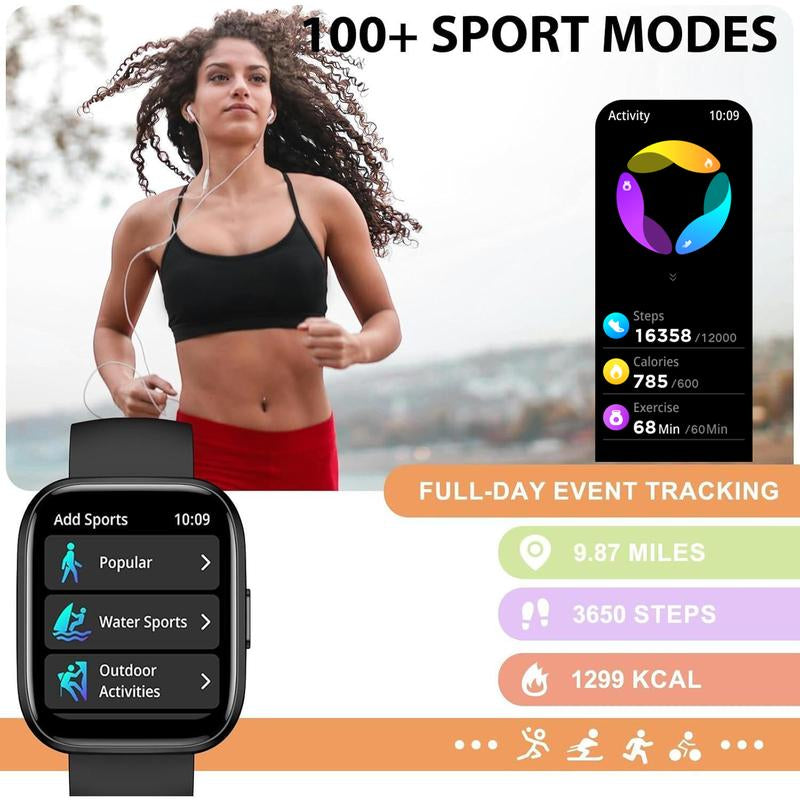 1.85" Smartwatch for Men Women (Answer/Make Call), Fitness Tracker with 100+ Sport Modes, Waterproof, Pedometer, Activity Tracker for Android & Ios,Smartwatch for Iphone, Wearable Wristwatch, Back to School Gift Devices Smartphone