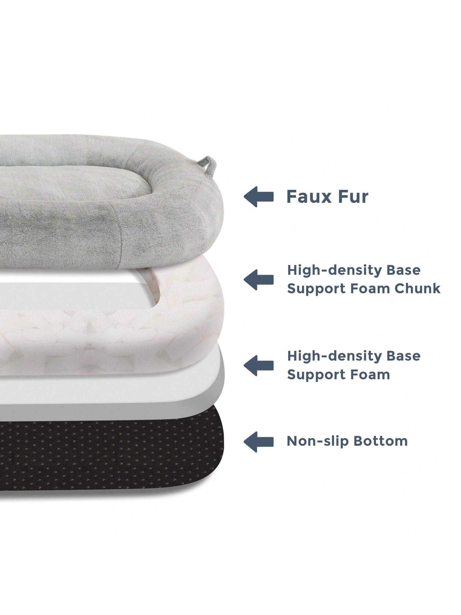 MAXYOYO Dog Bed for Human,Giant Bean Bag Sofa Bed for People Adults, Extra Large Size Dog Bed for Pets, Cozy Nap Bed with Handle, Removable Cover, Beige, 72.8"X45.3"X12"