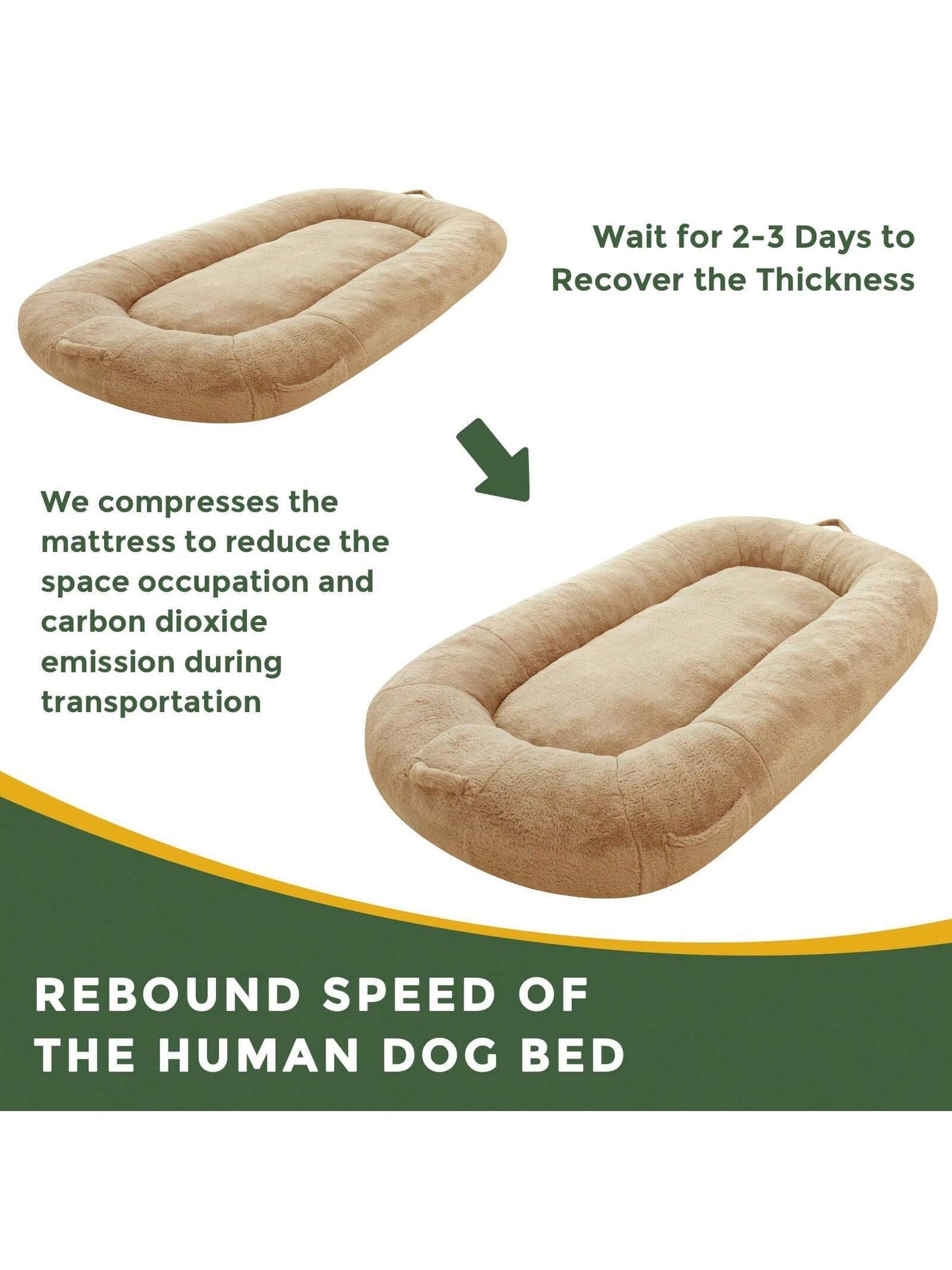 MAXYOYO Dog Bed for Human,Giant Bean Bag Sofa Bed for People Adults, Extra Large Size Dog Bed for Pets, Cozy Nap Bed with Handle, Removable Cover, Beige, 72.8"X45.3"X12"