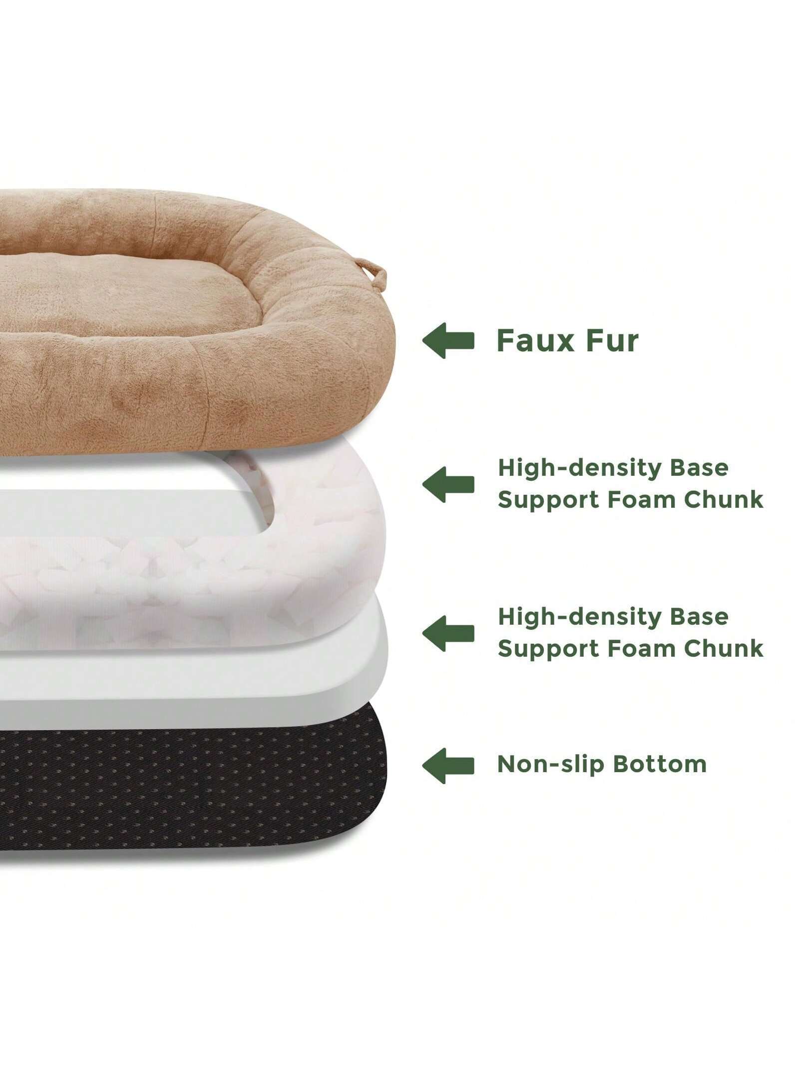 MAXYOYO Dog Bed for Human,Giant Bean Bag Sofa Bed for People Adults, Extra Large Size Dog Bed for Pets, Cozy Nap Bed with Handle, Removable Cover, Beige, 72.8"X45.3"X12"