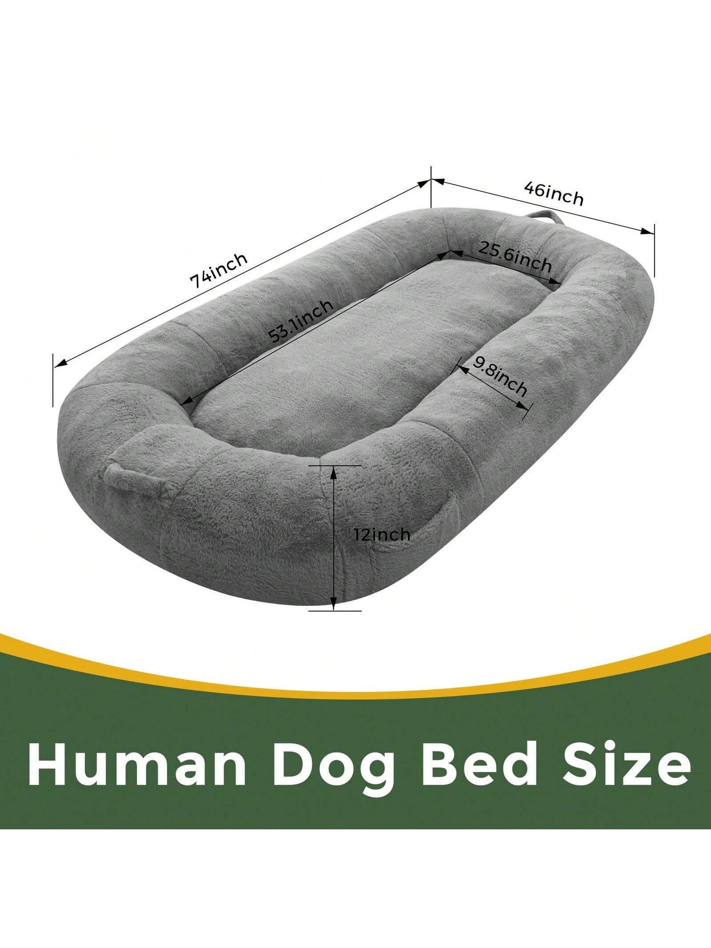 MAXYOYO Dog Bed for Human,Giant Bean Bag Sofa Bed for People Adults, Extra Large Size Dog Bed for Pets, Cozy Nap Bed with Handle, Removable Cover, Beige, 72.8"X45.3"X12"