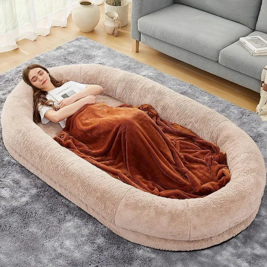 Large Human Dog Bed,Waterproof Washable Giant Dog Bed for Human 260GSM Luxury Fur Human Size Dog Bed for People