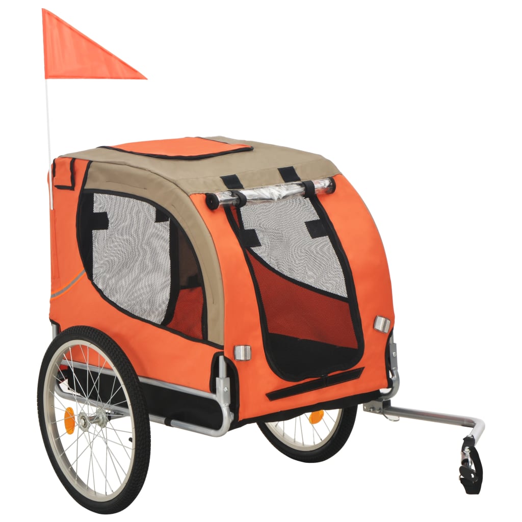 Dog Bike Trailer Orange and Brown - Enjoy Biking Adventures with Your Pet