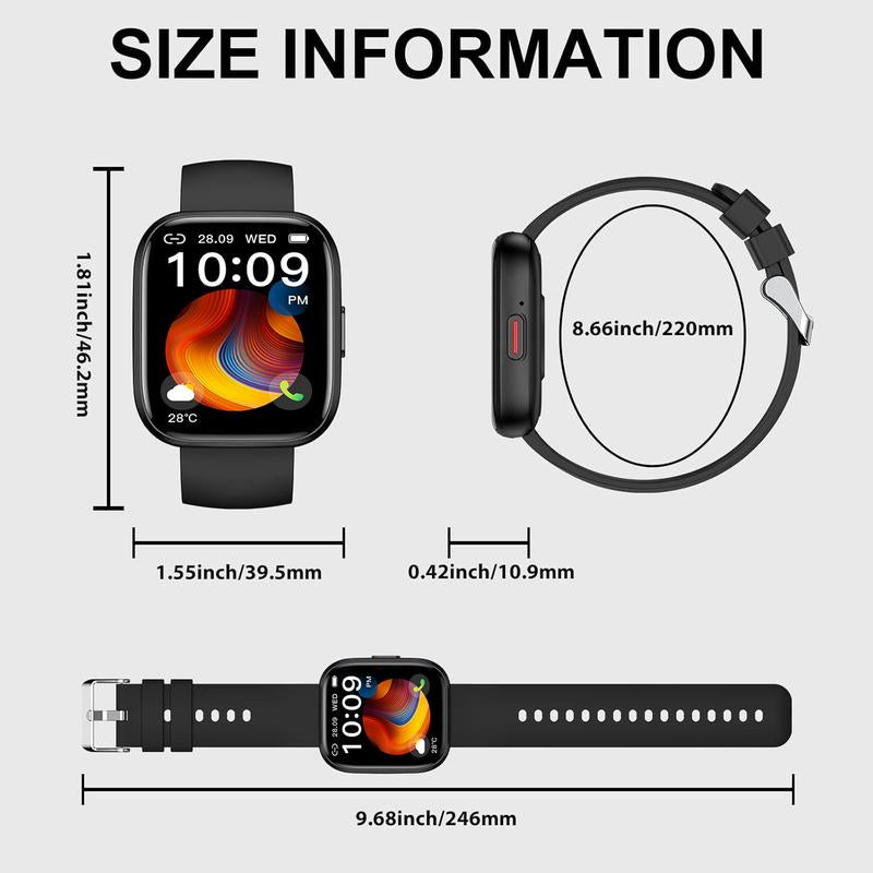 1.85" Smartwatch for Men Women (Answer/Make Call), Fitness Tracker with 100+ Sport Modes, Waterproof, Pedometer, Activity Tracker for Android & Ios,Smartwatch for Iphone, Wearable Wristwatch, Back to School Gift Devices Smartphone