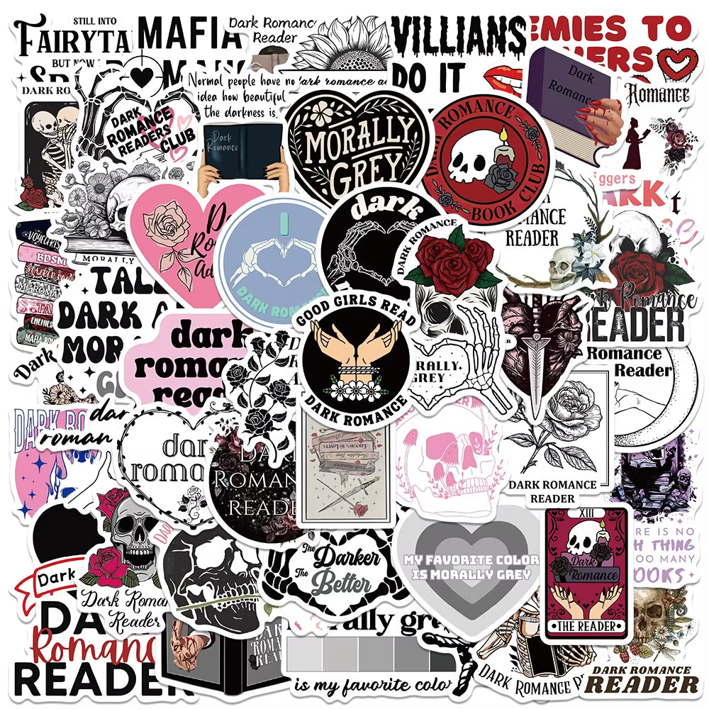 50PCS Smutty Dark Romance Bookish Spice Reader Girl Cartoon Booktok Sticker Aesthetic Car Kindle Ipad Phone Laptop Diary Sticker